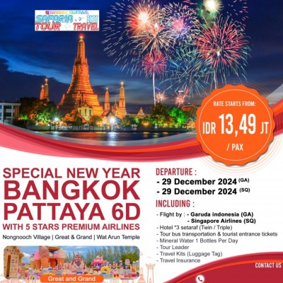 6D SPECIAL NEW YEAR BANGKOK - PATTAYA By GA & SQ